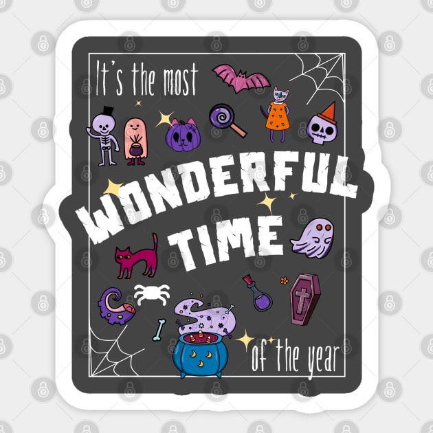 The Most Wonderful Time of the Year teacher Halloween cute Black Cat Pumpkin ghost Spooky Season Sticker by PixelStorms